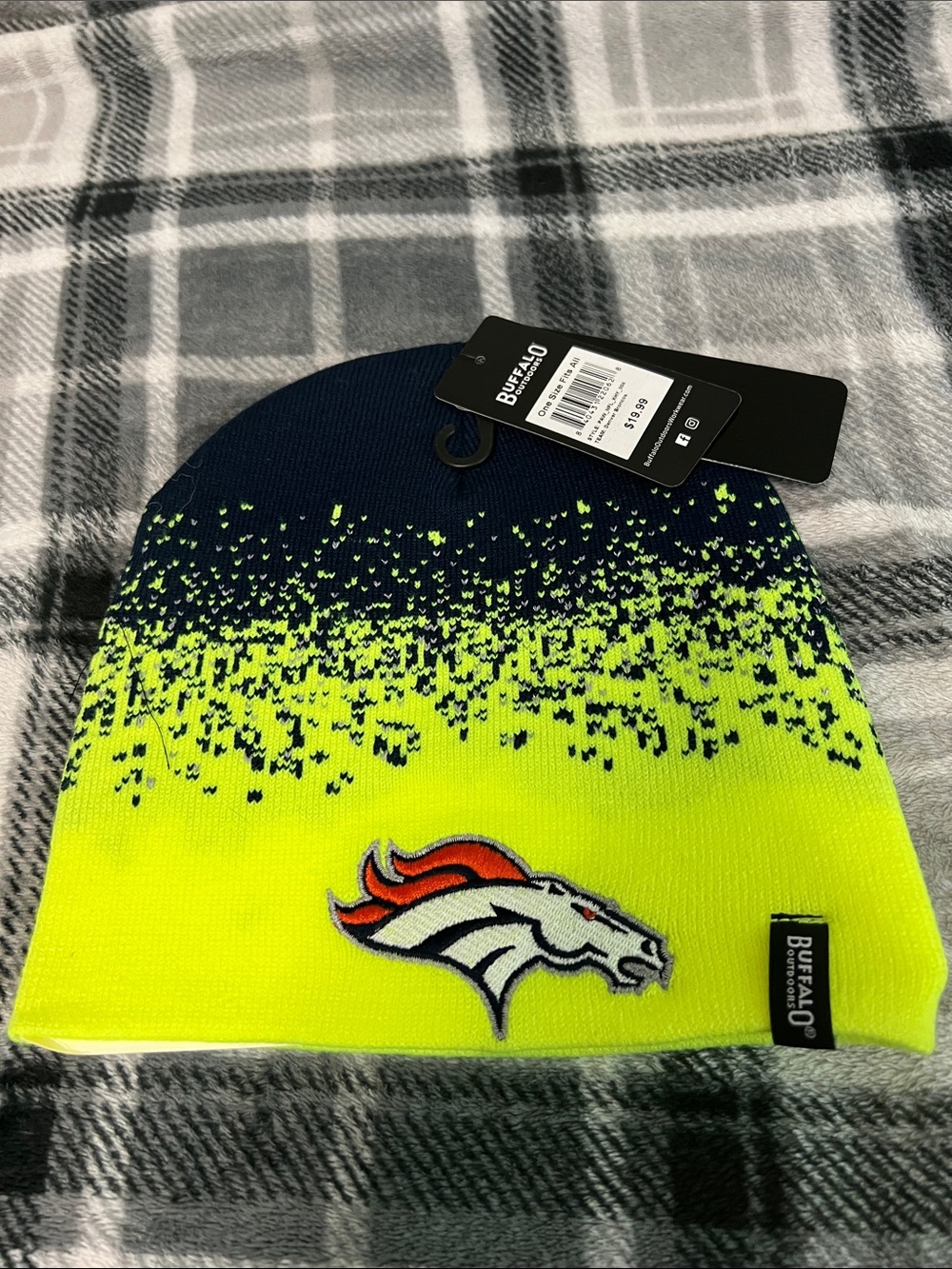 Broncos Kids Neon Yellow & Navy Beanie